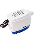 12V Submersible Bilge Pump For Boats With Built In Auto Float Switch 1200 GPH Quiet Durable Marine Water Pump, side view