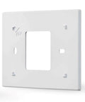 White Thermostat Wall Plate With Mount Bracket For 2x4 Electrical Box, showing front view of small white mounting plate.