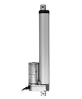 Built Rock Solid 500 Mm 24V Electric Linear Actuator Heavy Duty Push Rod Motor shown side view, silver color with a DC motor.