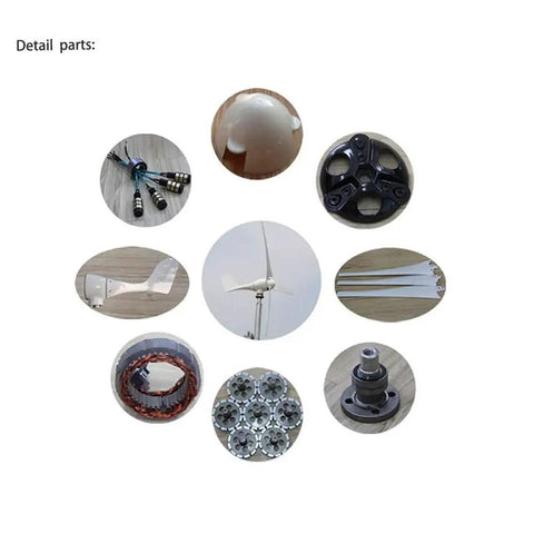 Detail parts of 500W Portable Wind Turbine Generator For 12V 24V 48V Systems, Easy Install, Low Vibration, High Efficiency