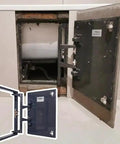 Built Like A Tank Slick Bathtub Access Door For Drywall Featuring Dead Simple Concealed Latch Flush Tile Frame Recessed Wall Panel Fade Resistant Steel Shower Cover 23 By 47 Inch installed in drywall.