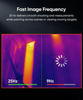Comparison of 25Hz and 9Hz refresh rates on a handheld thermal imaging camera with WiFi, 160x120 IR resolution display.