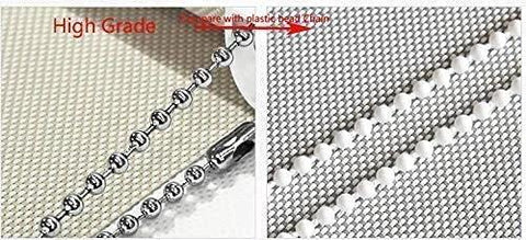 4.5 Millimeter Stainless Steel Bead Chain For Blinds And Shades With Five Connectors shown beside plastic bead chain.