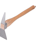 Heavy Duty Stainless Steel Pickaxe Hoe With Wooden Handle For Digging In The Garden shown with a sturdy head and smooth handle