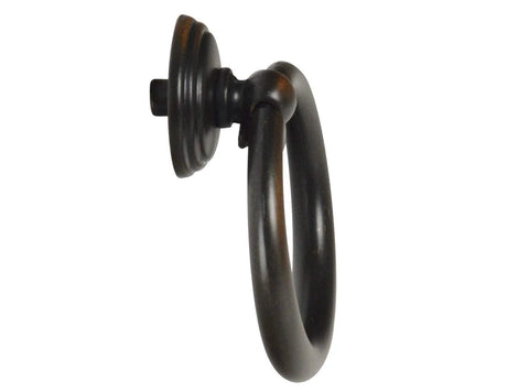 Side view of the Origins Collection 2 Inch Furniture Ring Pull in Oil Rubbed Bronze for Cabinets Drawers and Furniture Pieces