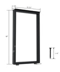 Diagram of Beefy 30 Inch Metal Table Legs Set Of 2 With Adjustable Feet Pads Black Industrial Grade Support dimensions and included screw