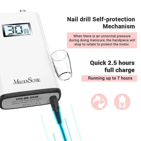 Entry Level Clip On Rechargeable Nail Drill SC320H 30000 RPM E File With LCD Display For Manicure Shaping And Gel Removal Perfect For Training Nail Art Practice And Home Use
