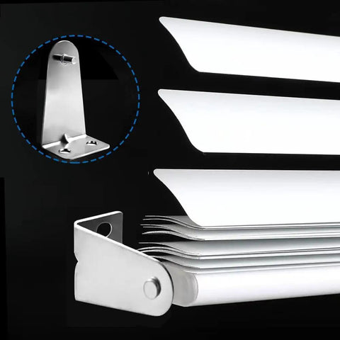 Heavy Duty Metal Blinds Hold Down Brackets Silver Door Bottom Clip Kit With Screws, showcasing steel clips and support design.