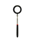 Front view of Telescoping Inspection Mirror With Two Lights, Circular mirror, extendable handle, black rubber grip for tight spaces.