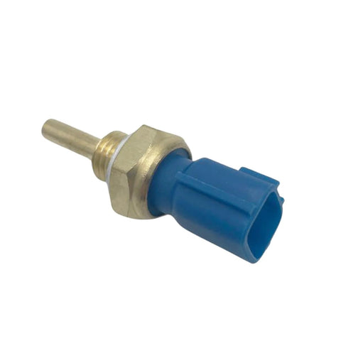 Mteycei engine coolant temperature sensor with brass hex nut and blue plastic connector, side view