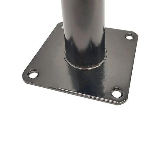 Heavy Duty Iron Furniture Caster Legs With Ball Bearing Wheels Roll Easy On Carpet Or Hardwood Raise Couches Beds And Tables Quick Install close-up of base plate with mounting holes.