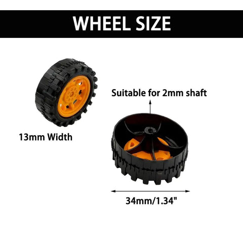 30 Piece Plastic Wheel Set With Round Rod Shafts For RC Model Cars And DIY Builds Includes 34mm Wheels 12mm Thick And 2mm Shafts