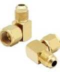 Beefy Brass 90 Degree Flare Elbow Fittings Three Eighths Inch Female Swivel To Three Eighths Inch Male Flare Connectors Heavy Duty Gas Line Fittings For Olympian Low Pressure Heaters Two Pack, brass 2-pack