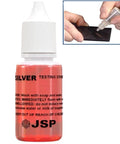 Waytest silver testing solution bottle with dropper inset, orange-red liquid for metal purity testing