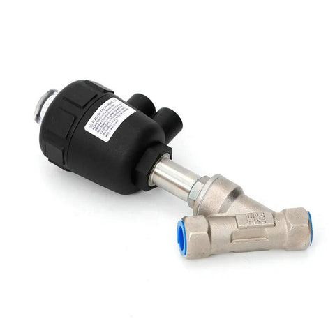 DN15 One Half Inch Pneumatic Angle Seat Valve For Steam Systems, Air Actuated, 0.3 To 1 MPa, PTFE Sealing, 304 Stainless Steel