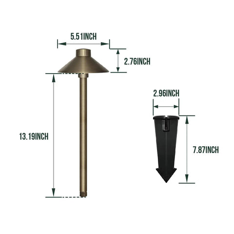 Dimensions of Solid Brass Pathway Lights 2 Pack Low Voltage Landscape Walkway Lighting With 3W G4 LED Bulbs 2700K