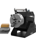 Heavy Duty Compact Rotary Welding Positioner Turntable Featuring Smooth As Butter Stepless Rotation with adjustable head and two fixtures.