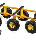 Beast Mode Six Wheel All Terrain Furniture Dolly Moves Heavy Loads up to 1500 Lbs Heavy Duty Moving Cart 35x18 Inches with Rust Proof Welded Frame and Non Marking Pads for Smooth Transport Anywhere Without Breaking a Sweat During Moves, yellow steel frame with six wheels