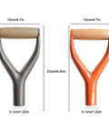 D Grip Handle Replacement Fork Kit for Garden Shovels with wooden ergonomic grip, shown in silver and orange finish, 23cm x 12cm.