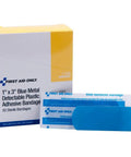 Blue Metal Detectable Bandages 1 X 3 Inches Latex Free with Internal Foil for Quick Metal Detection A Go To Pick for Food and Pharmaceutical Industry Use 50 Count box and bandage