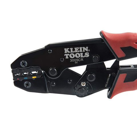 Ratcheting Insulated Terminal Crimper For 10 To 22 AWG Wire With Three Cavities 22 16 12 10 Red Blue Yellow Adjustable