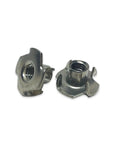 Heavy Duty Stainless Steel Tee Nut 10-24 Thread By 9/32 Inch Barrel Length With Three Prongs close-up view.