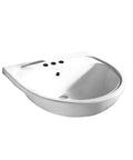 Mezzo Semi-Countertop Kitchen Sink With 4-Inch Centerset Faucet Spacing, Rear Overflow, Fireclay Construction, White