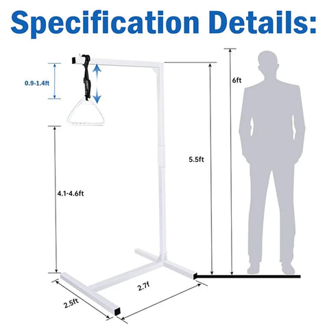 Bed Trapeze Bar With Stand Assist Lift And Bedside Rail Pull Up Handles specifications compared to human silhouette
