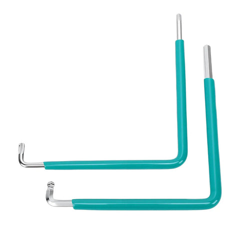 Top Tier Heavy Duty Window And Door Adjustment Tool Set With 59CrV4 Steel Hex Wrenches Plus T15 Star Key And 4mm Ball Head Bit, two teal L-wrenches