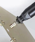 M12 Carbon Steel Rivet Nuts Flat Head Threaded Inserts Heavy Duty Assort Kit being installed into metal plate with tool.