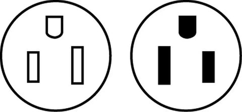 Images of Nema 5-15 plug types for Straight Up Heavy Duty Wet Location Cordset, Nema 5 15 Plug, 20 Amp 125 Volt, 12 Gauge Soow Power Cable.