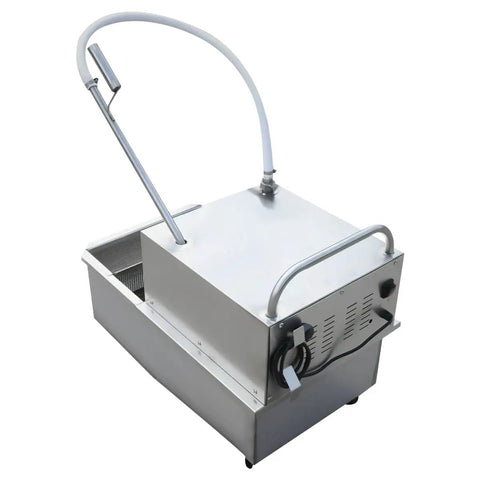 Game Changing 55L Commercial Fryer Oil Filter Cart Machine With Heavy Duty Motor And Mobile Base For Busy Kitchens showing rear view with hose.