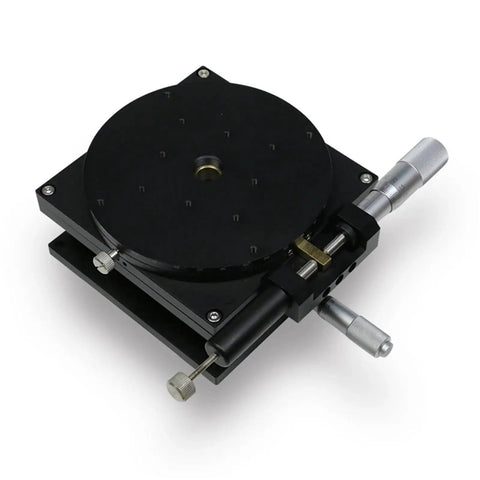 ZR125 Motorized Rotary Positioning Stage With Manual Fine Adjustment And Lifting Rotary Fine Adjustment Table in angled view