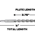 1/2-inch carbide-tipped masonry drill bit, 6-inch total length with 3.75-inch flute for concrete