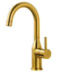 Brushed Gold Bar Sink Faucet With Single Hole And One Handle Ideal For Small Kitchens Wet Bar Or RV Sinks Eleven Inch Tall