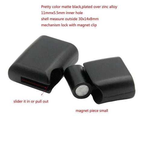 Matte Black Magnetic Clasp Set For Bracelet Making 11mm By 5.5mm Inner Hole Zinc Alloy Cord End Closures
