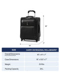 Platinum Elite Softside Expandable Carry On Luggage With USB Port Two Wheel Upright For Regional Trips in Shadow Black, 16"