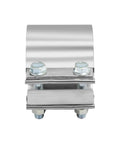 Front view of Beefy Stainless 5 Inch Exhaust Band Clamp Butt Joint Sleeve Coupler for Mufflers and Exhaust Pipe 2 Pack Heavy Duty DIY Inline Connector