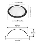 Dimensions of 2 Piece Lens Guard PC Protective Cover Kit for Tesla 2025 Cybertruck and Model Y Juniper bumper cameras.