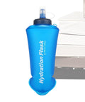 Foldable Hydration Bottle For Hiking And Running, 11.42 Inch Squeeze Bladder With Leakproof Caps, 750ml blue silicone