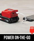Cordless Reciprocating Saw Kit With Brushless 20V PWR CORE 20 Battery charging phone with PWRAssist USB Adapter