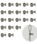 Stainless Steel Wire Rope Clip Set 20 Pcs With Double Hole Clamp 3mm Wire Hole M4 Screw Hole Rustproof High Temp Durable Easy Install