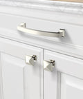 10 Pack 5 Inch Cabinet Handles Brushed Satin Nickel Center To Center 128mm Pulls For Cabinets Installed on White Drawer