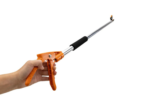 Long Reach Tree Pruner And Trimmer For High Branches And Fruit Picking 3.5 Foot Aluminum Extension Shears In Use