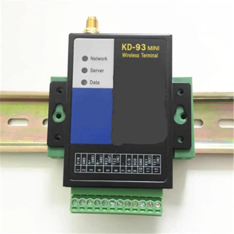DIN Rail PCB Mounting Bracket Carrier Clip for C45 Boards 35mm by 15mm with installed wireless terminal on rail