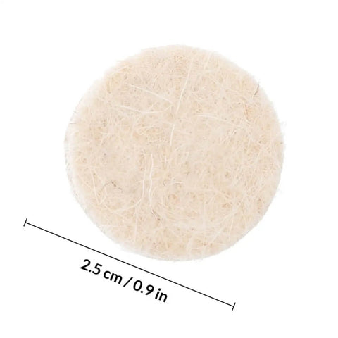 Close-up of wool pad from 120 Pcs Wool Polishing Wheels Set With Shank And Felt Buffing Pads For Rotary Tools DIY Friendly Pro Grade Polishing Kit For Industrial And Scientific Finishing Applications, 2.5 cm size.