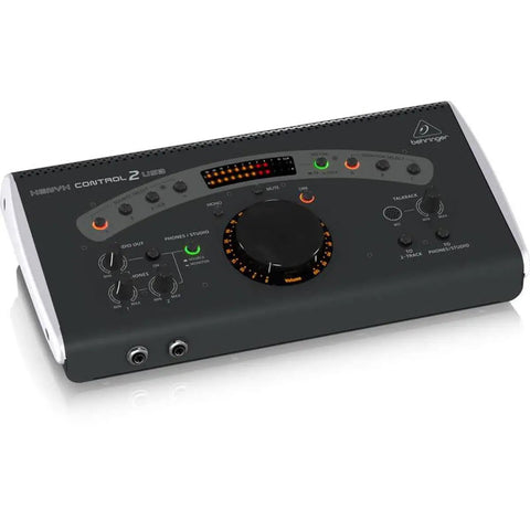 Xenyx Control 2 USB Studio Monitor Controller With VCA Control And USB Audio Interface, top view of control panel.