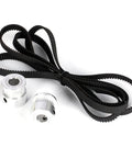 Top Notch GT2 Timing Pulley Kit With 24 Tooth Gear And 1210mm Belts Perfect For Upgrading X5SA-400 Printers Smoothly And Keeping Your Runs Airtight., black GT2 belt with two silver pulleys on white background