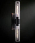 Black Vanity Wall Sconces With Two Glass Tube Shades For Bathroom Lighting 24 Inch Linear Sconce Install Horizontal Or Vertical