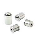 Heavy Duty 304 Stainless Steel Ball Plungers With Knurled Thumb Nuts 10 Piece Push Fit Spring Detent Pins assorted sizes view of pins in silver finish